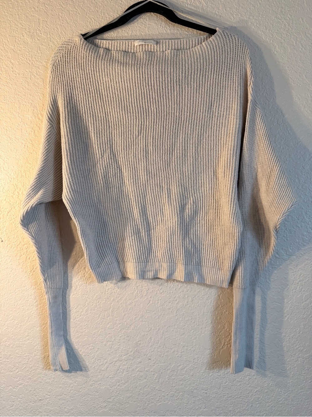 lovestitch Cream Ribbed Scoop Neck Sweater